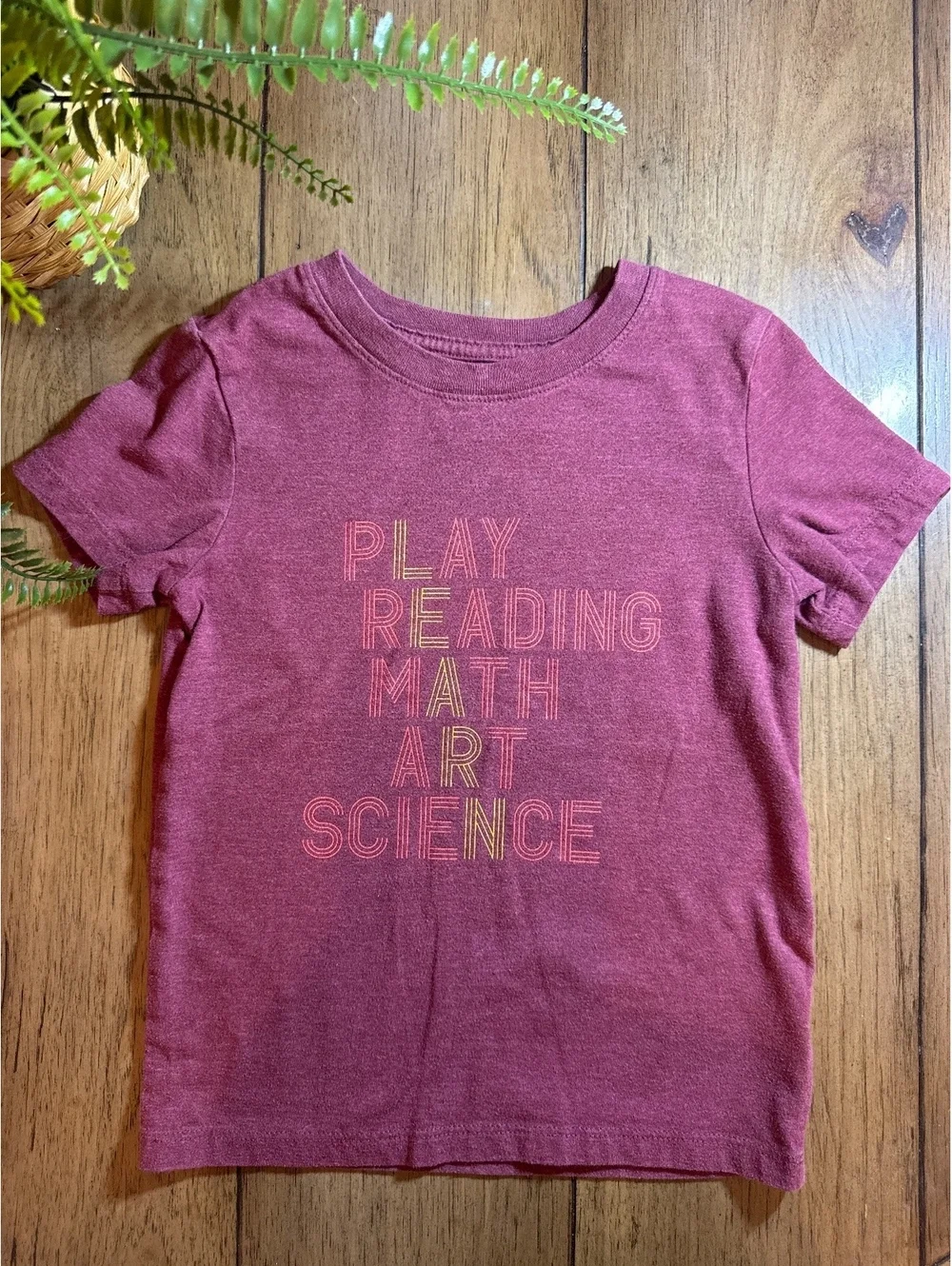 Cat & Jack Girls “Play Reading Math Art Science” Graphic Tee – Size 4T